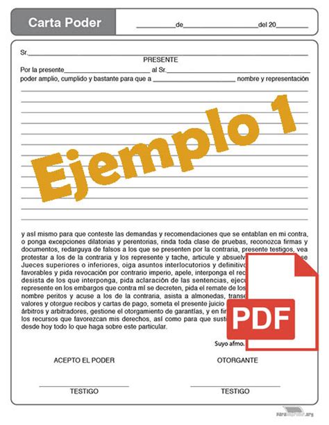 ≫ Carta Poder Simple 🤩 Formato Y Ejemplos Pdf Y Word Para Imprimir