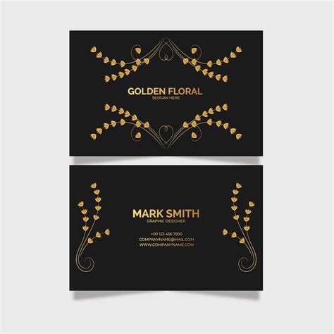 Free Vector Template Golden Floral Business Card