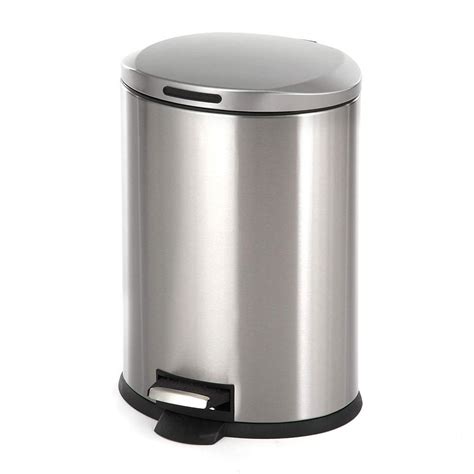 Home Zone Stainless Steel Kitchen Trash Can With Oval Design And Step