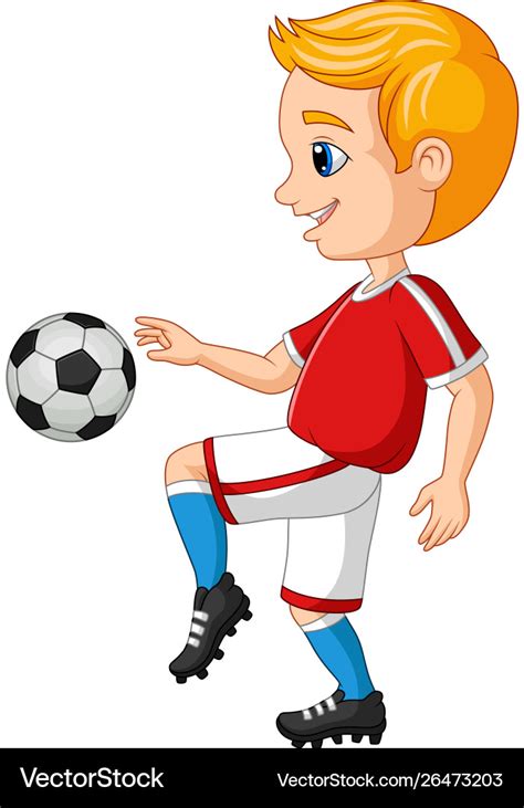 Cartoon Little Boy Playing Soccer Royalty Free Vector Image