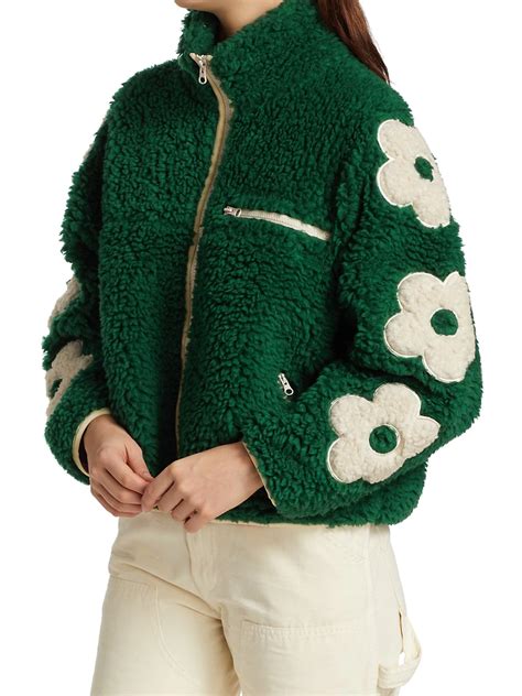 Sandy Liang Floral Fleece Jacket Fleece Jacket Ladies Tops Fashion