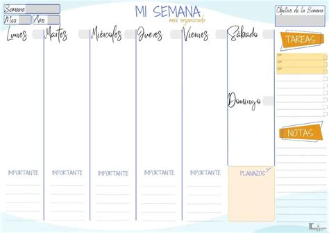 Planning Semanal Para Imprimir Gratis Calendario Mar