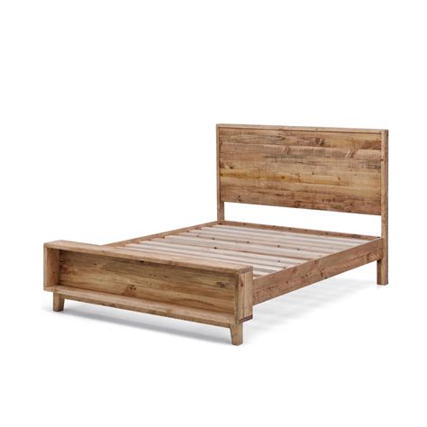 Portland Recycled Solid Pine Rustic Timber Queen Size Bed Frame