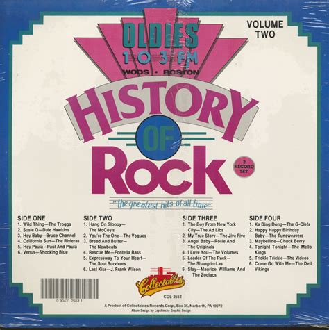 Various Lp History Of Rock Vol2 Oldies 103 Fm Wods Boston 2 Lp
