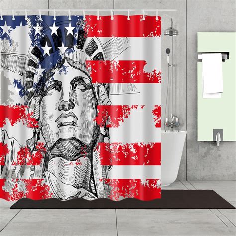 American Flag Shower Curtain Set 4 Pcs 4th Of July Memory Liberty Bathroom Decor Curtains
