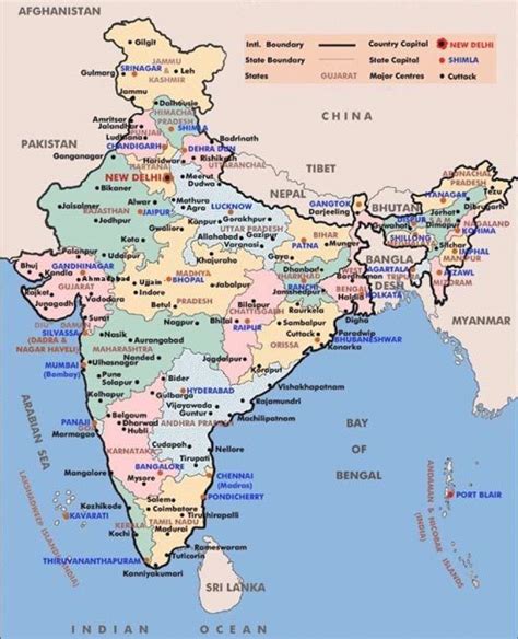 States And Capitals Map Of India India World Map Indi