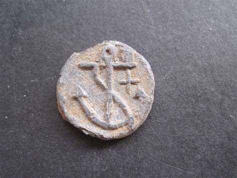 Ancient Roman Lead Tessera Coin Token Seal Unknow With Anchor To One