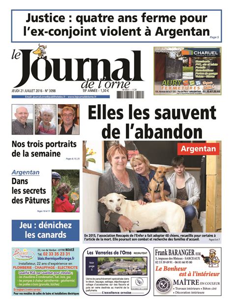 Découvrez La Une Du Journal De Lorne Du Jeudi 21 Juillet 2016 Le