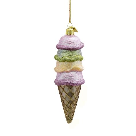 gems pastel and gold glitter ice cream cone glass christmas ornament christmas and city