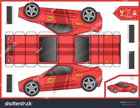 Cut Glue 3d Paper Racing Car 库存矢量图（免版税）1935850195 Shutterstock