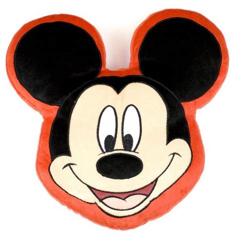 Disney Mickey Mouse Head Shaped Plush Padded Cushion Filled Red Pillow