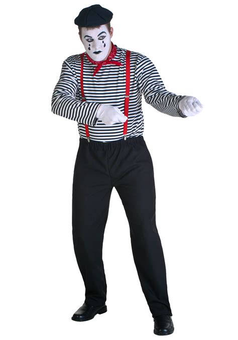 Mens Mime Costume Clown Halloween Fancy Dress Outfit Mens Fancy Dress Fashion
