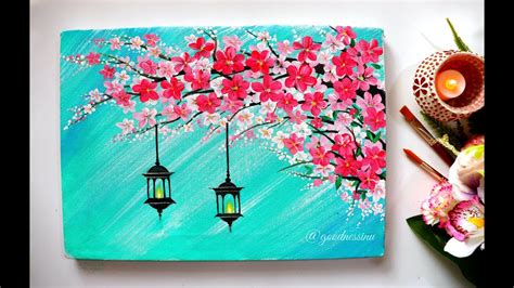 Mini Cherry Blossom Painting Painting Acrylic