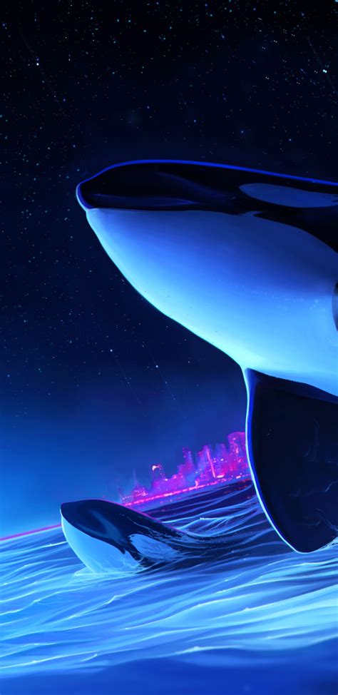 1440x2960 Dolphin Night Orca Whale Digital Art Samsung Galaxy Note 98
