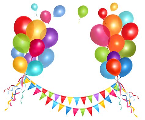 Transparent Party Streamer And Balloons Png Clipart Picture Birthday