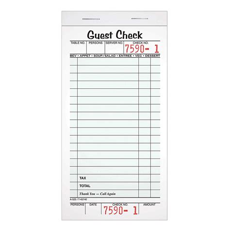 Guest Check Printable