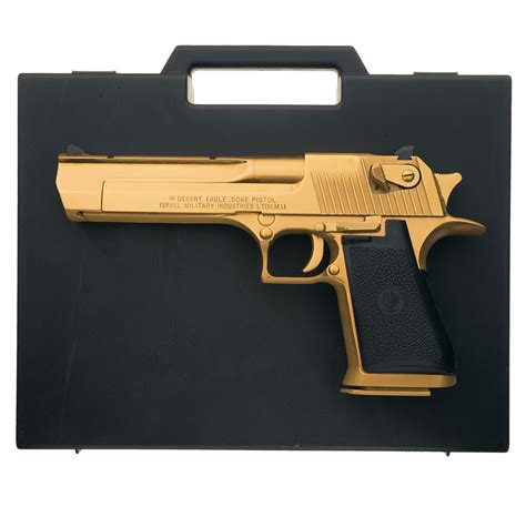 Gold Plated Imi Desert Eagle Semi Automatic Pistol With Case In 50