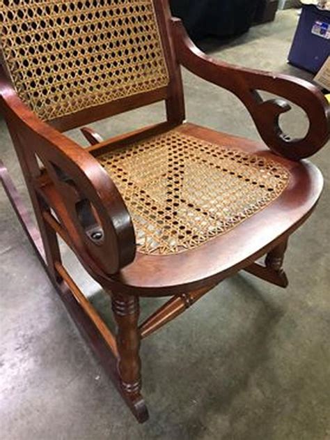 Lot Oak Cane Bottom And Back Rocking Chair