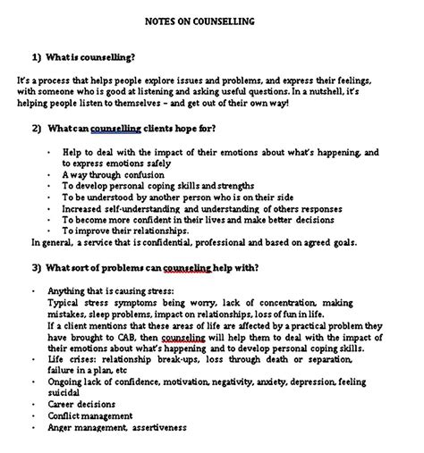 Counseling Note Sample Templates Counseling Notes Template