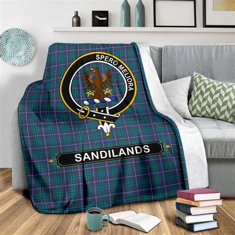 Sandilands Crest Tartan Blanket Tartan Home Decor Scottish Clan