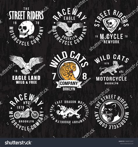 Set Of Vintage Custom Motorcycle Emblems Labels Royalty Free Stock