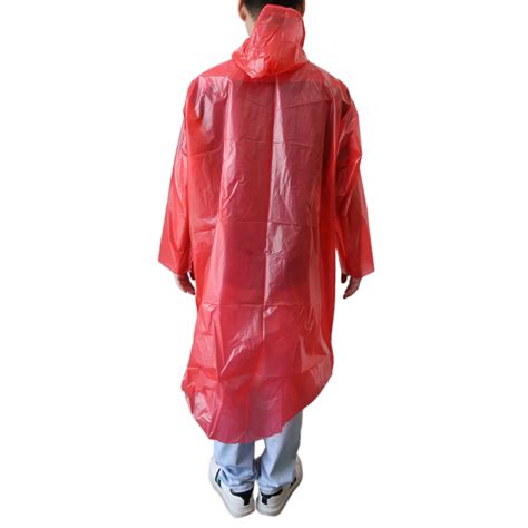 Red One Size Adult Disposable Waterproof Hooded Raincoat Rain Poncho For Travel Walmart Canada