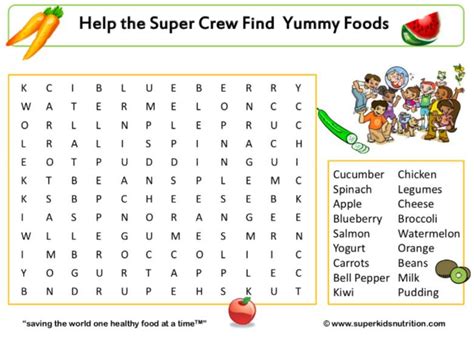 Nutrition Word Search Monster Word Search Food And Nutrition Word