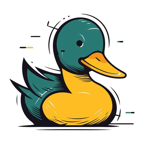 Vector Illustration Of A Cute Cartoon Duck Isolated On White