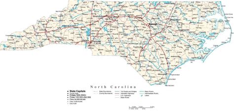North Carolina State Map With Cities And Counties