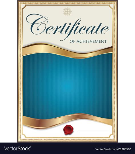 Blue And Gold Certificate Template Royalty Free Vector Image