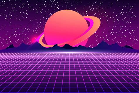 Retro Sci Fi Futuristic Background 1980s And 1990s Style 3d