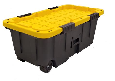 Tough Box 20gtbxblkyw 20 Gallon Plastic Footlocker Storage Tote With