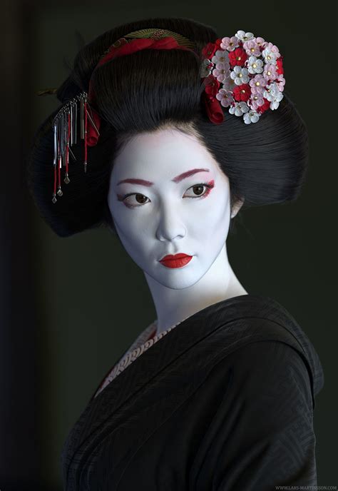 Artstation Geisha Lars Martinsson Geisha Japan Geisha Face Geisha