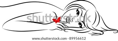 Silhouette Beautiful Sexy Woman Butterfly Stock Illustration 89956612