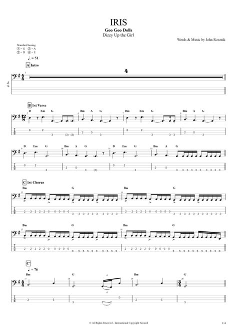 Iris Tab By Goo Goo Dolls Guitar Pro Full Score Mysongbook