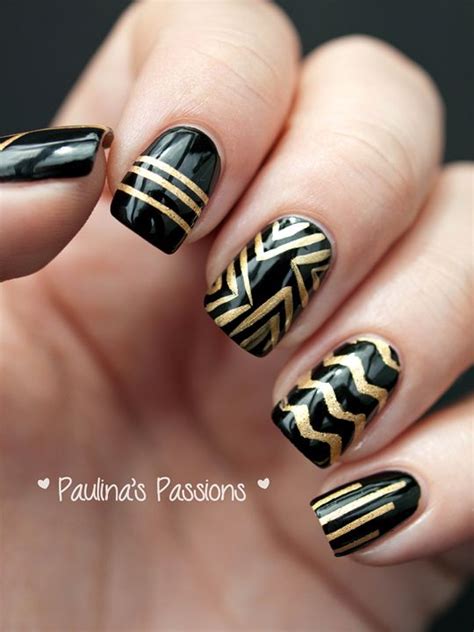 Black gold nail designs : 31DC2013 Day 12: Black and Gold Stripes Nail Art | Gold nail art, Gold nails, Nail art stripes