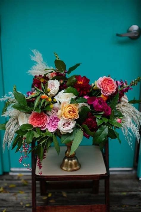 Bright And Romantic Wedding Centerpiece With Greens Wedding Flowers