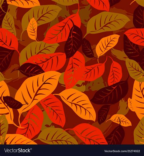Autumn Fallen Leaves Seamless Pattern Background Vector Image