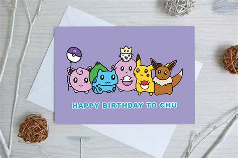 Pokemon Birthday Card Happy Birthday To Chu Etsy Uk Pokemon