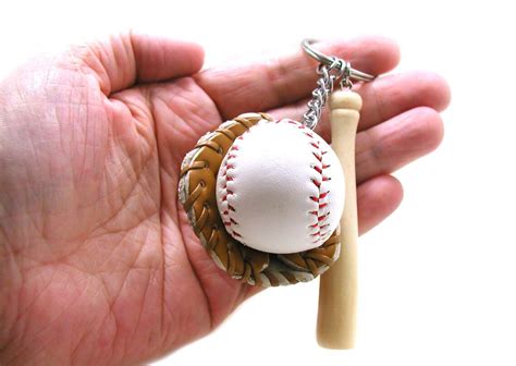 baseball keychain baseball key ring sports keychain etsy