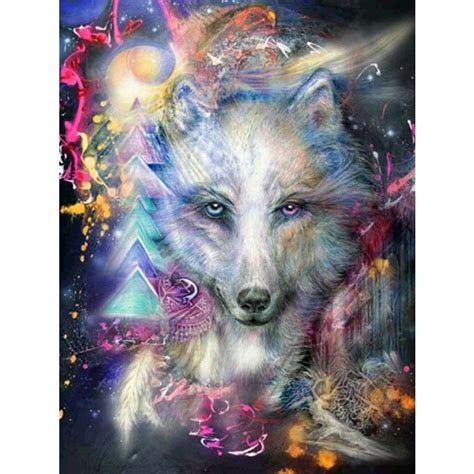 100 Full 5d Diy Daimond Painting Colorful Wolf 3d Diamond Painting