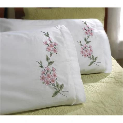 Stamped Embroidery Pillowcase Pair 20x30 Dogwood Branch Walmart