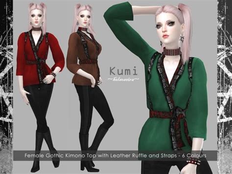 Helsoseiras Kumi Goth Kimono Top Mesh Needed Sims 4 Clothing