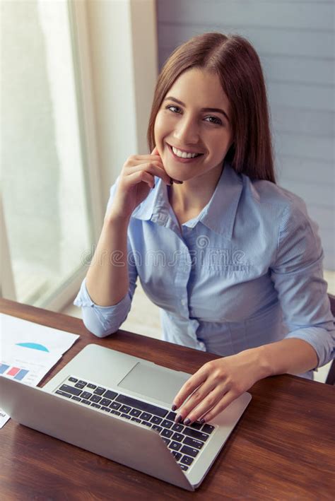 Beautiful Business Woman Working Stock Photo Image Of Leader Banker