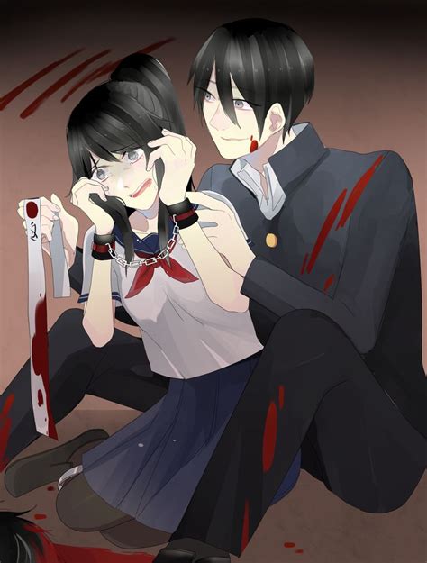 Two Anime Characters Sitting On The Ground With Blood All Over Their