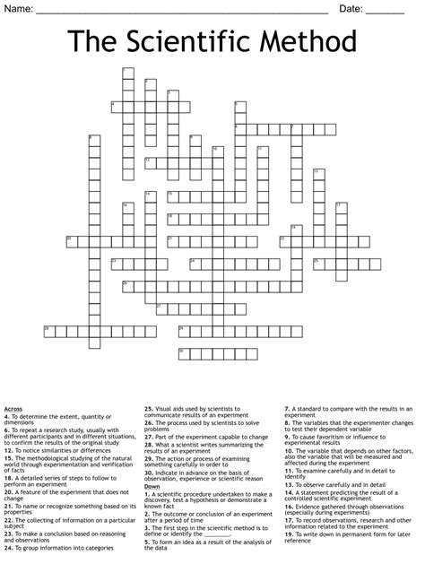 24 Scientific Method Review Worksheet Crossword Answers Support Worksheet