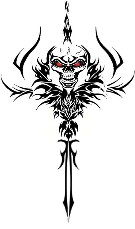 Skull Tribal Tattoo Stencils