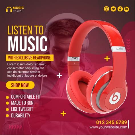 Headphone Poster Ads Template Postermywall