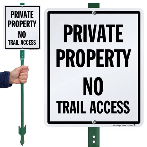 Private Property No Trail Access Lawnboss Sign Sku K2 5532