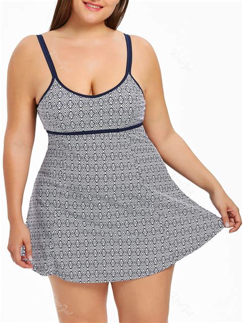 Underwire Plus Size Print Skirted Swimsuit 42 Off Rosegal
